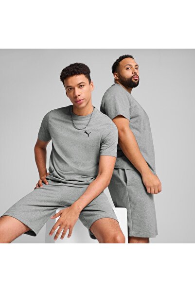 Puma تي شيرت بشعار صغير من ESS باللون الرمادي المتوسط