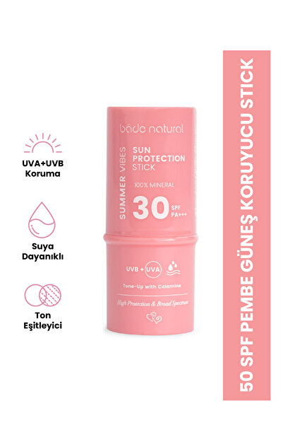 Bade Natural Pembe %100 Mineral Filtreli Ve Doğal Güneş Koruyucu Stick 30 Spf...