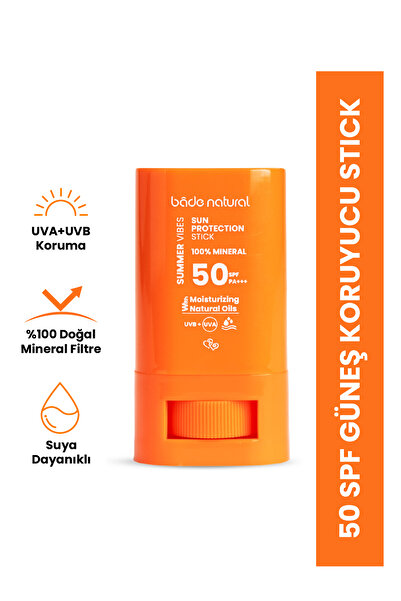 Bade Natural 50 Spf %100 Mineral Filtreli Ve Doğal Yüksek Korumalı Güneş Stick