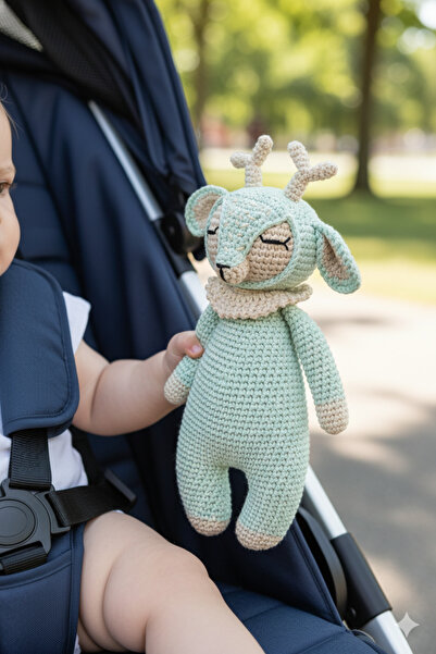 Wellgro Cuddly Amigurumi Geyik Oyuncak-mint