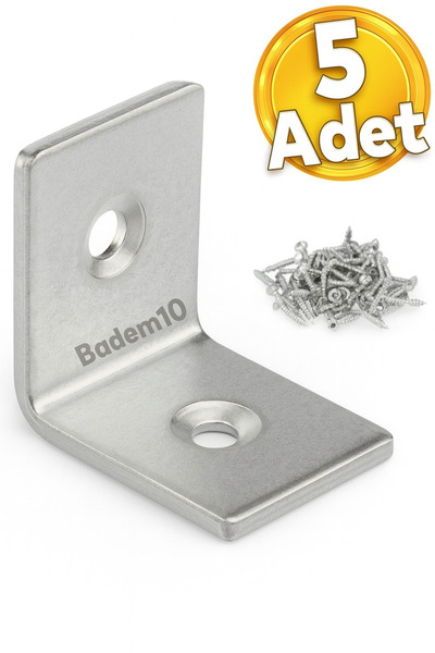 Badem10 Mobilya Eşya Dolap Yatak Duvara Sabitleme Köşebent Bağlantı Aparatı L Demiri Gönye 25x25x20mm 5 Adet