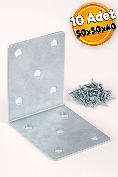 Badem10 Mobilya Eşya Dolap Duvara Sabitleme Köşebent Bağlantı Aparatı L Demiri Gönye 50x50x40 Mm 10 Adet