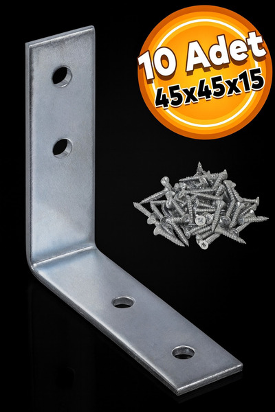 Badem10 Mobilya Eşya Dolap Duvara Sabitleme Köşebent Bağlantı Aparatı L Demiri Gönye 45x45x15 Mm 10 Adet