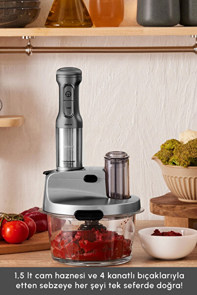 Karaca Mastermaid Prosteel Cam Mutfak Robotu Uzun Blender Ayaklı 6 Bıçaklı 2500 W Galaxy Grey