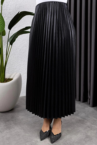 Genel Markalar KADIN DERİ GÖRÜNÜMLÜ PİLELİ ETEK