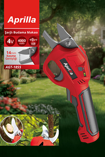 Aprilla Agt-1855 Şarjlı Budama Makası – 4V 4000mAh Li-ion Pil, 14mm Kesme Kap...