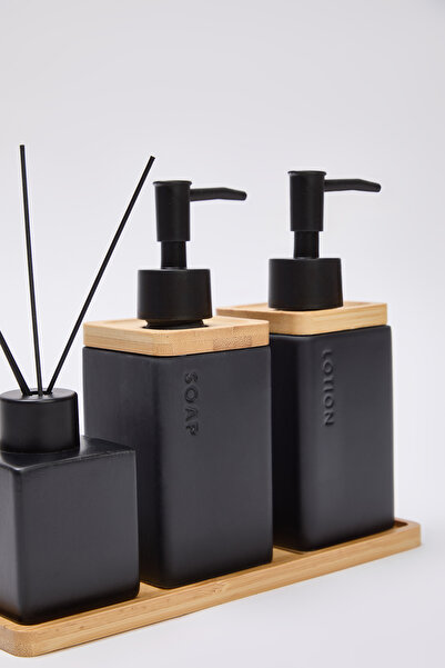 TRENDYOLMİLLA HOME 3-Piece Ceramic Bathroom Soap Dispenser Set (Room Fragrance Bottle - Soap Dispenser - Hand Cream Bottle) Tphaw26Bi00000