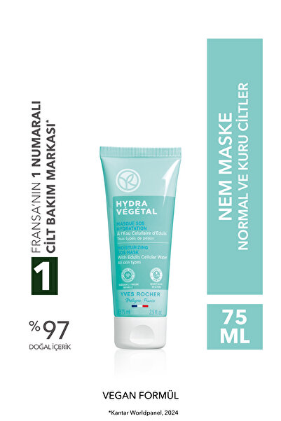 Yves Rocher Normal ve Kuru Cilt, Pantenol Nem Maskesi-Hydra Vegetal Bitkisel Nemlendirici Bakım-75ml