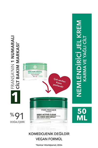 Yves Rocher Karma/Yağlı Cilt Nemlendirici Krem-Çinko&Salisilik Asit-Sebo Active Clear Botanik Kompleks-50ml