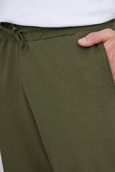 Tudors Erkek Regular Fit Klasik Kesim Beli Bağcıklı Jogger Cepli Lastikli Paça Haki Eşofman Altı