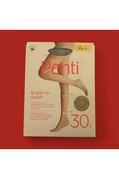 Penti Comfort Support Pantyhose 30 Den Large Size Number 3 Stewardess Flight Socks Smoke Nefti Gray