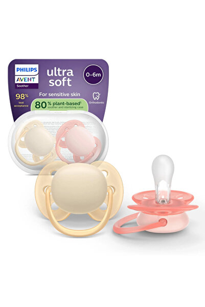Philips Avent Szett 2 db Philips Avent Ultra Soft SCF091/38, cu disc flexibil, fogszabályozás, fara BPA, 0-6 luni