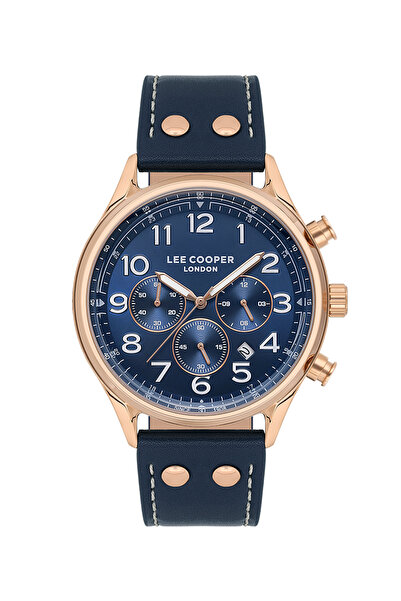 Lee Cooper Erkek Saati, Lacivert Kadran, Rose Gold Kasa,Deri Lacivert Kordon,...