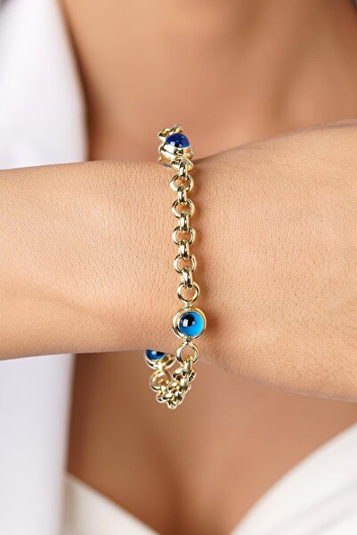 Fiyonk Kuyumculuk 14 Ayar Altın 3 Gözlü Orta Boy Doç Bileklik