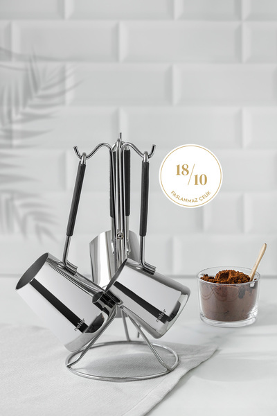 Nehir Everest 4-Piece Stainless Steel Coffee Pot Set with Stand