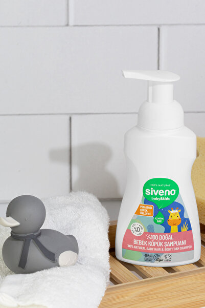 Siveno %100 Doğal Bebek Köpük Şampuanı Yenidoğan Saç ve Vücut İçin Nemlendirici Bitkisel 250 ml X 2 Adet