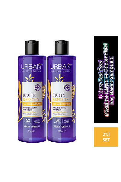 Urban Care Biotin & Keratin Dökülme Karşıtı ve Sağlıklı Uzamaya Yardımcı Saç Bakım Şampuanı-350 ml-vegan x2