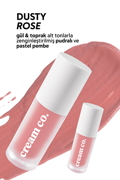 Cream Co. Allık Ruj Göz Farı Glow Tint Dusty Rose Nemlendirici Makyaj | 507 Gülkurusu | Hyaluronik Asit Peptit