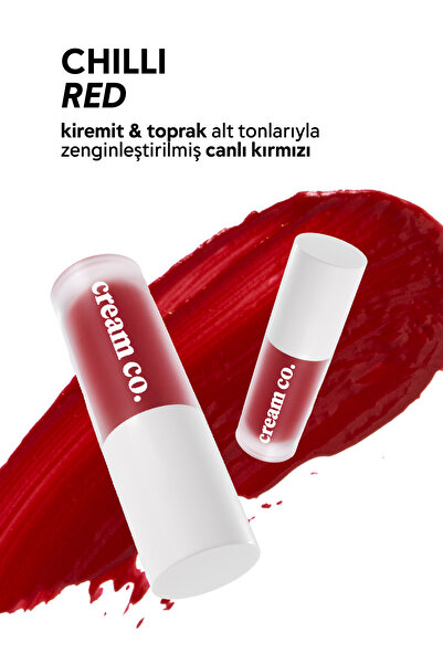 Cream Co. Allık Ruj Göz Farı Glow Tint Chilli Red | Nemlendirici Makyaj | Kiremit | Hyaluronik Asit Peptit