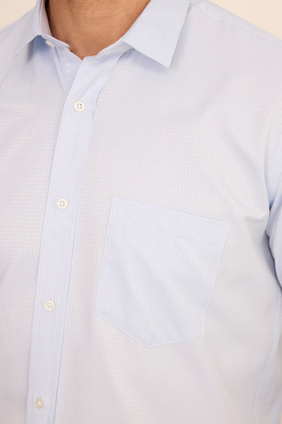 Tudors Cămașă albastră pentru bărbați, din bumbac, cu mânecă lungă, cu o formă clasică