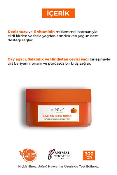 SİNOZ Nemlendirici ve Arındırıcı Balkabağı Vücut Peelingi 300 gr