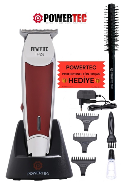 POWERTEC Tr-658 Şarjlı Tıraş Makinesi | Sakal, Ense, Saç Kesim – Profesyonel Seri
