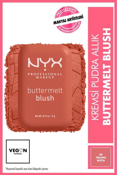 NYX Professional Makeup Buttermelt Blush Kremsi Pembe Pudra Allık - 09 Feelin Butta