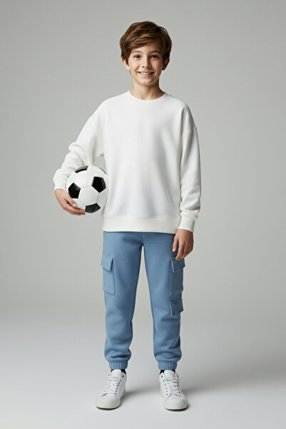 TRENDYOLKIDS Πλεκτό Φούτερ με Μπλε Τσέπη Cargo TKDAW25EA00006