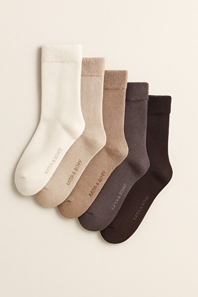 Katia&Bony 5 li Paket Çocuk Havlu Soket Çorap Desenli