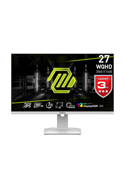 MSI 27" Mag 274qrfw 2560x1440 (WQHD) 16:9 Flat Rapıd Ips 180hz 1ms Freesync Pıvot Beyaz Gamıng