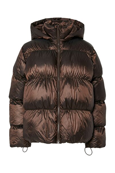 PIECES Παλτό PCMILLA SHINY PUFFER με κουκούλα