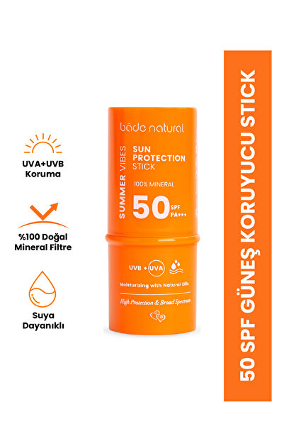 Bade Natural %100 Mineral Filtreli 50 Spf Besleyici Güneş Koruyucu Stick