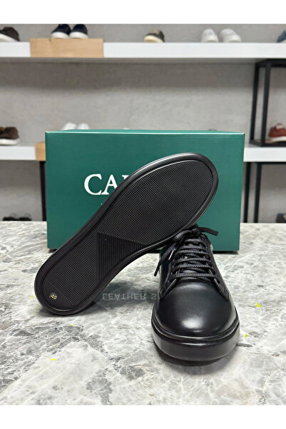 Caffcas Siyah Hakiki Deri Sneaker Erkek Ayakkabı 02-208-Siyah