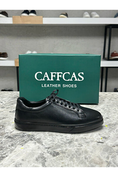 Caffcas Siyah Hakiki Deri Sneaker Erkek Ayakkabı 02-208-Siyah