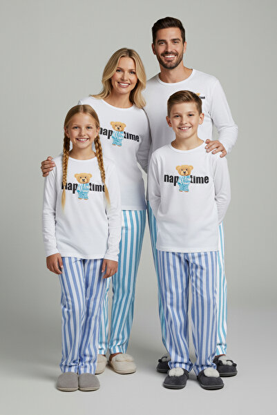 Trendyol Collection Λευκές ρίγες 100% βαμβακερές γυναικείες πιτζάμες - THMAW25PT00171