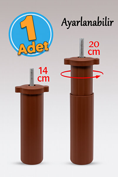 Badem10 Mobilya Kanepe Baza Koltuk Destek Ayağı 14 Cm M8 Civata Ayarlı Kahverengi Ayakları