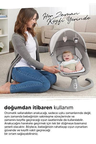 Huggy Pie Yenidoğana Uygun Otomatik Sallanabilir Hareket Sensörlü Kumandalı Bluetooth Müzikli Ana Kucağı