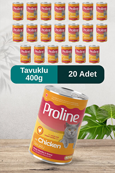 Pro Line Tavuklu Sos İçinde Et Parçacıklı Kedi Konservesi 400g x 20 Adet