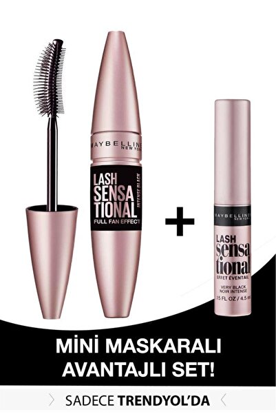 Maybelline New York Lash Sensational Yelpaze Etkili Siyah Maskara & Mini Lash Sensational Maskara