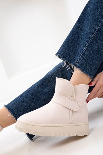 SOHO Μπεζ σουέντ γυναικείες μπότες & μποτάκια 21153