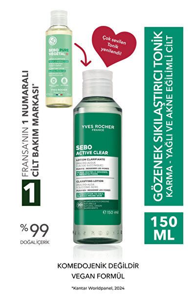 Yves Rocher Arındırıcı Gözenek sıkılaştırıcı Tonik-Süksinik Asit&Çinko-Sebo Active Clear Botanik Kompleks-150ml