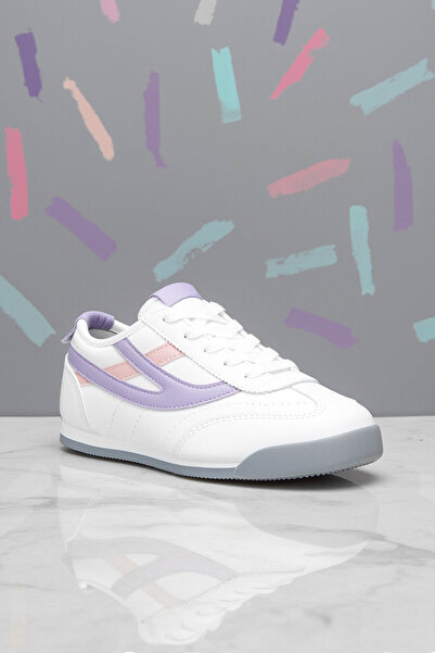 DARK SEER DS Meepo Beyaz Pudra Mor Çocuk Sneaker Günlük Spor Ayakkabı