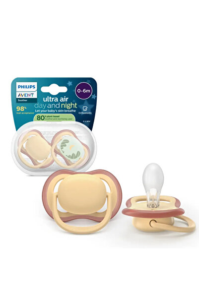 Philips Avent Set of 2 Philips Avent Ultra Air pacifiers SCF087/09, orthodontic, BPA-free, 0-6 months, night and day
