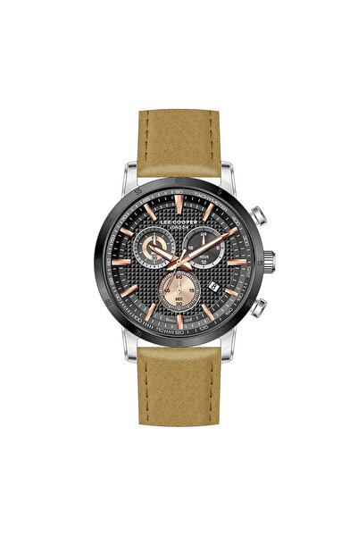 Lee Cooper Erkek Saati, Antrasit Kadran, Siyah Kasa, Kahverengi Deri, Multifo...