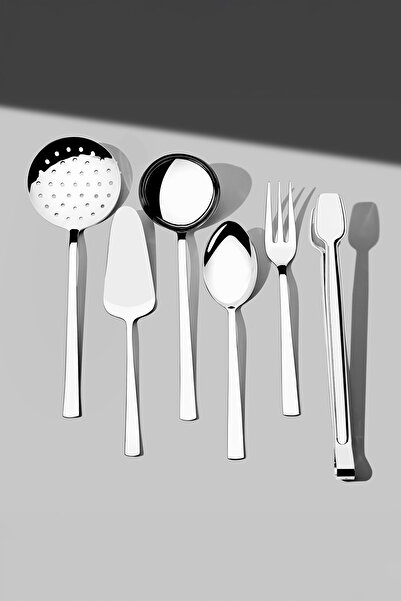 Nehir Sea Plain 6 Piece Stainless Steel Serving Set