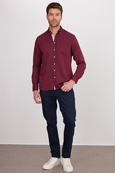 Tudors Men's Regular Fit Classic Cut Button Collar Cotton Easy Ironing Oxford Solid Shirt