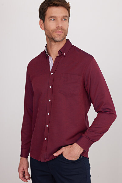 Tudors Men's Regular Fit Classic Cut Button Collar Cotton Easy Ironing Oxford Solid Shirt