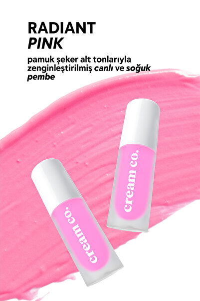 Cream Co. Allık Ruj Göz Farı Glow Tint Radiant Pink | Nemlendirici Makyaj | 505 Pembe | Hyaluronik Asit Peptit