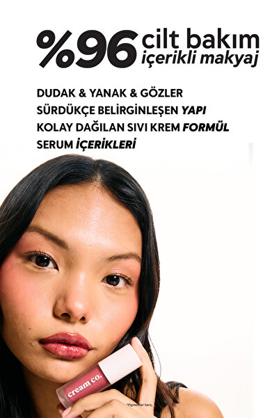 Cream Co. Allık Ruj Göz Farı Glow Tint Rich Berry | Nemlendirici Makyaj | 502 Bordo | Hyaluronik Asit Peptit