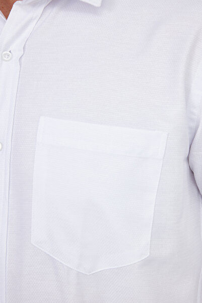 Tudors Ανδρικό λευκό πουκάμισο Dobby με κανονική εφαρμογή, βαμβακερό και εύκολο σιδέρωμα